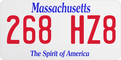 MA license plate 268HZ8