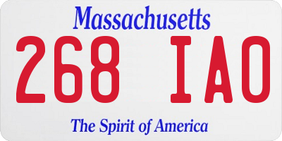 MA license plate 268IA0