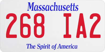 MA license plate 268IA2