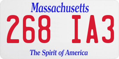 MA license plate 268IA3