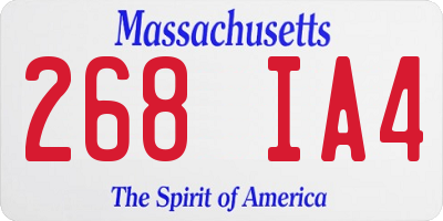 MA license plate 268IA4