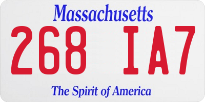 MA license plate 268IA7
