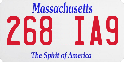 MA license plate 268IA9