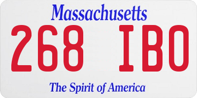 MA license plate 268IB0