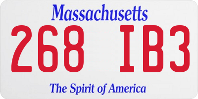 MA license plate 268IB3