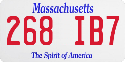 MA license plate 268IB7