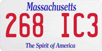MA license plate 268IC3