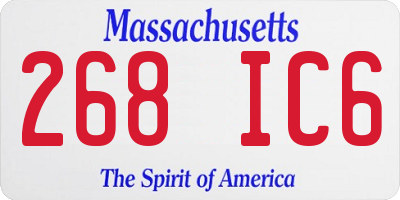 MA license plate 268IC6
