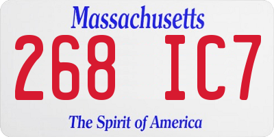 MA license plate 268IC7
