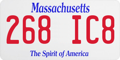 MA license plate 268IC8
