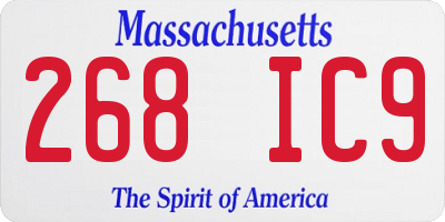 MA license plate 268IC9