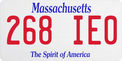 MA license plate 268IE0