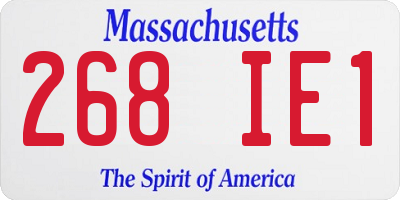 MA license plate 268IE1