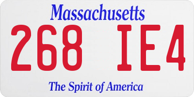 MA license plate 268IE4