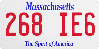 MA license plate 268IE6