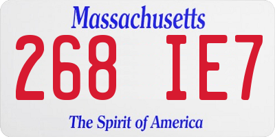 MA license plate 268IE7