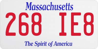 MA license plate 268IE8