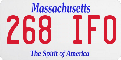 MA license plate 268IF0