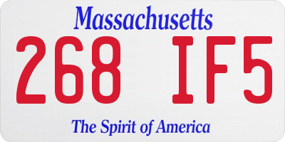 MA license plate 268IF5