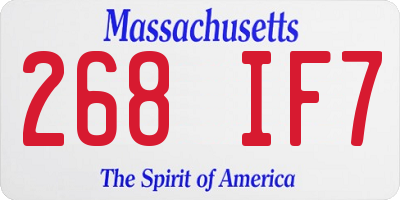 MA license plate 268IF7