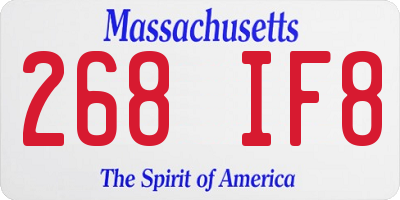 MA license plate 268IF8