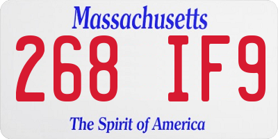 MA license plate 268IF9