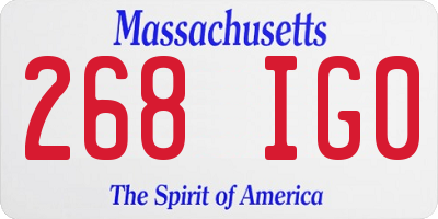 MA license plate 268IG0