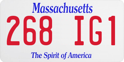 MA license plate 268IG1