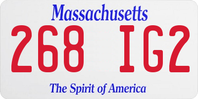 MA license plate 268IG2