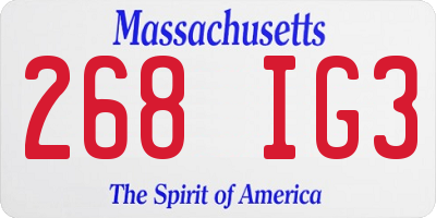 MA license plate 268IG3