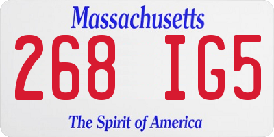 MA license plate 268IG5