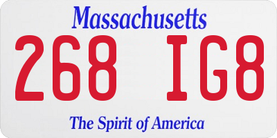 MA license plate 268IG8