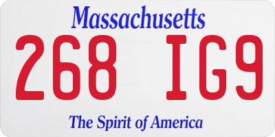 MA license plate 268IG9