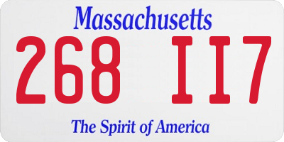 MA license plate 268II7
