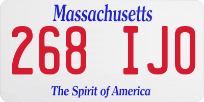 MA license plate 268IJ0
