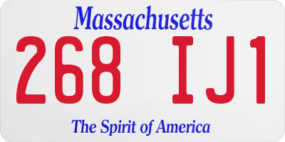 MA license plate 268IJ1