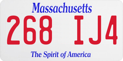 MA license plate 268IJ4