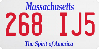 MA license plate 268IJ5