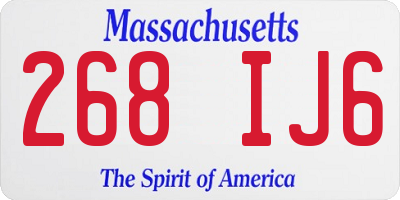 MA license plate 268IJ6