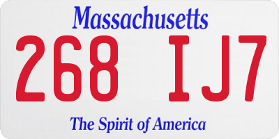 MA license plate 268IJ7