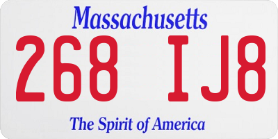 MA license plate 268IJ8