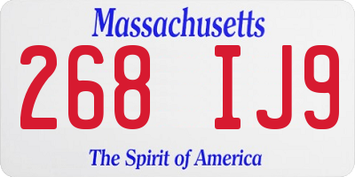 MA license plate 268IJ9