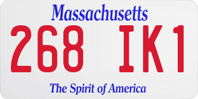 MA license plate 268IK1