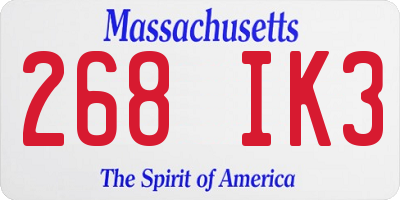 MA license plate 268IK3