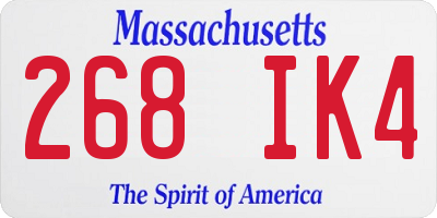 MA license plate 268IK4