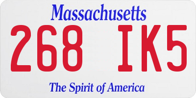 MA license plate 268IK5