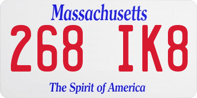 MA license plate 268IK8