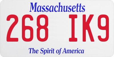 MA license plate 268IK9