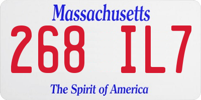MA license plate 268IL7