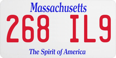 MA license plate 268IL9